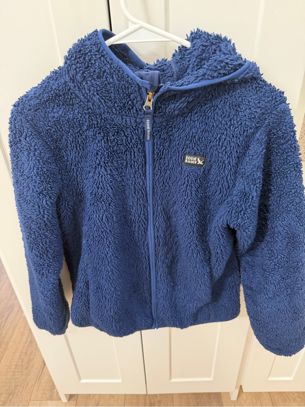 Eddie Bauer Navy Plush Hooded Fleece Jacket